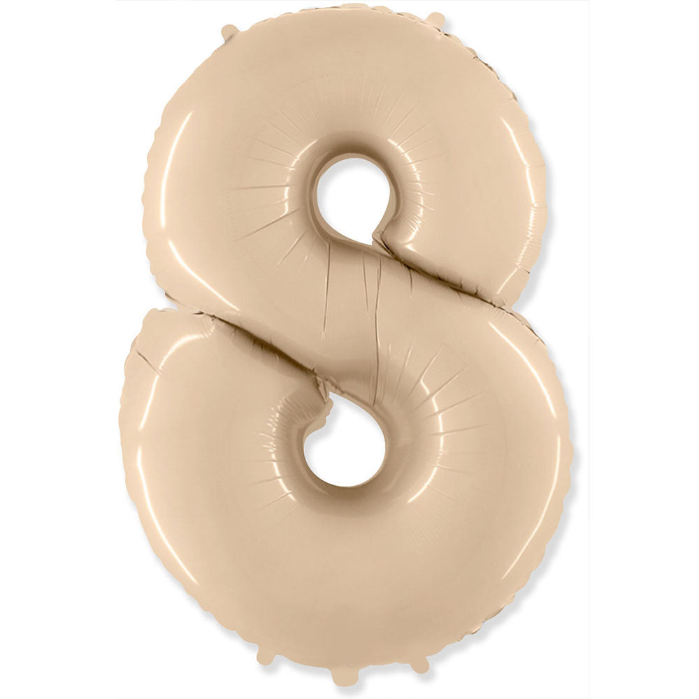 Party Brands 42 inch NUMBER 8 - PARTY BRANDS - SATIN CREAM Foil Balloon 315967-PB-U