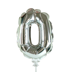 Party Brands 7 inch SELF-INFLATING NUMBER 0 - SILVER Foil Balloon 00880-PB-P