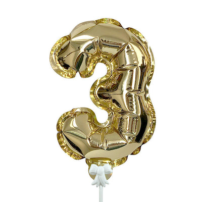 Party Brands 7 inch SELF-INFLATING NUMBER 3 - GOLD Foil Balloon 00873-PB-P