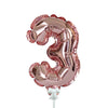 Party Brands 7 inch SELF-INFLATING NUMBER 3 - ROSE GOLD Foil Balloon 00893-PB-P