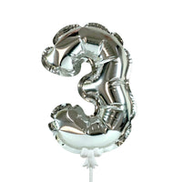 Party Brands 7 inch SELF-INFLATING NUMBER 3 - SILVER Foil Balloon 00883-PB-P