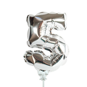Party Brands 7 inch SELF-INFLATING NUMBER 5 - SILVER Foil Balloon 00885-PB-P