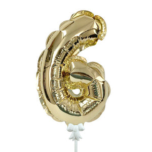 Party Brands 7 inch SELF-INFLATING NUMBER 6 - GOLD Foil Balloon 00876-PB-P