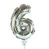 Party Brands 7 inch SELF-INFLATING NUMBER 6 - SILVER Foil Balloon 00886-PB-P