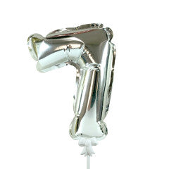 Party Brands 7 inch SELF-INFLATING NUMBER 7 - SILVER Foil Balloon 00887-PB-P
