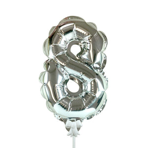 Party Brands 7 inch SELF-INFLATING NUMBER 8 - SILVER Foil Balloon 00888-PB-P