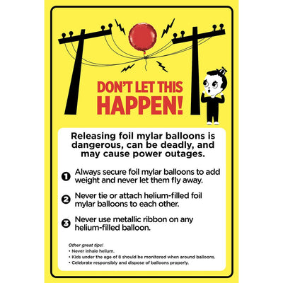 Party Brands FOIL MYLAR WARNING SIGN 13 inch x 19 inch Foil Balloon 10009-PB
