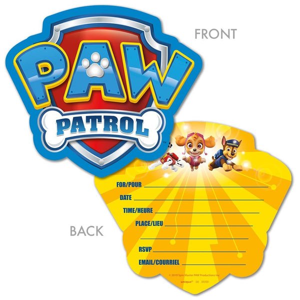 PAW PATROL LARGE INVITATIONS (8 PK) - LA Balloons