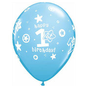 Qualatex 11 inch 1ST BIRTHDAY CIRCLE STARS - BOY Latex Balloons