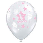 Qualatex 11 inch 1ST BIRTHDAY SOFT PATTERNS - GIRL Latex Balloons 37203-Q