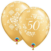 Qualatex 11 inch 50TH ANNIVERSARY DAMASK Latex Balloons