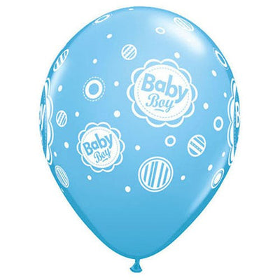 Qualatex 11 inch BABY BOY DOTS - PALE BLUE Latex Balloons 18824-Q