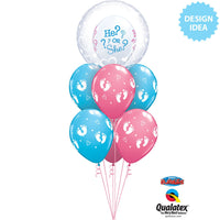 Qualatex 11 inch BABY FOOTPRINTS & HEARTS - ROBIN'S EGG BLUE Latex Balloons 43419-Q