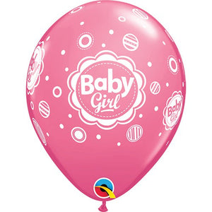 Qualatex 11 inch BABY GIRL DOTS (6 PK) Latex Balloons 49583-Q