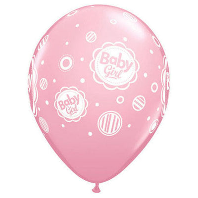 Qualatex 11 inch BABY GIRL DOTS - PINK Latex Balloons 19065-Q