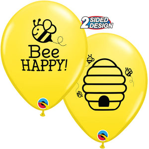 Qualatex 11 inch BEE HAPPY Latex Balloons 16243-Q