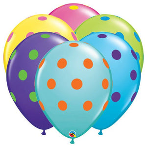 Qualatex 11 inch BIG POLKA DOTS COLORFUL ASSORTMENT Latex Balloons 10240-Q