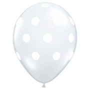 Qualatex 11 inch BIG POLKA DOTS - DIAMOND CLEAR Latex Balloons 37227-Q