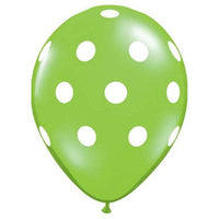 Qualatex 11 inch BIG POLKA DOTS - LIME GREEN Latex Balloons 37228-Q