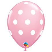 Qualatex 11 inch BIG POLKA DOTS - PINK Latex Balloons 42944-Q