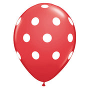 Qualatex 11 inch BIG POLKA DOTS - RED Latex Balloons 37208-Q