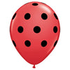 Qualatex 11 inch BIG POLKA DOTS - RED W/ BLACK INK Latex Balloons 37221-Q