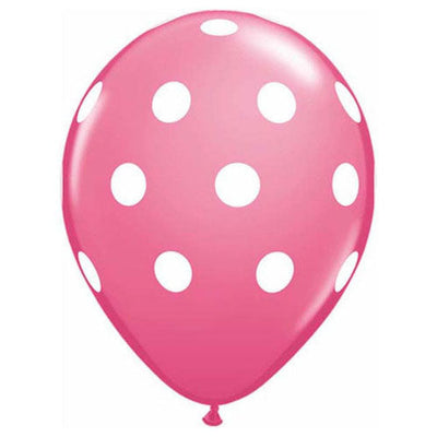 Qualatex 11 inch BIG POLKA DOTS - ROSE Latex Balloons 37222-Q
