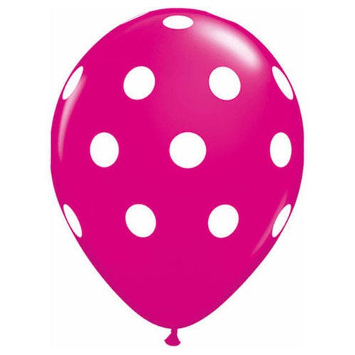 Qualatex 11 inch BIG POLKA DOTS - WILD BERRY Latex Balloons 37225-Q