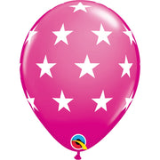 Qualatex 11 inch BIG STARS - WILD BERRY (6 PK) Latex Balloons 38460-Q-6