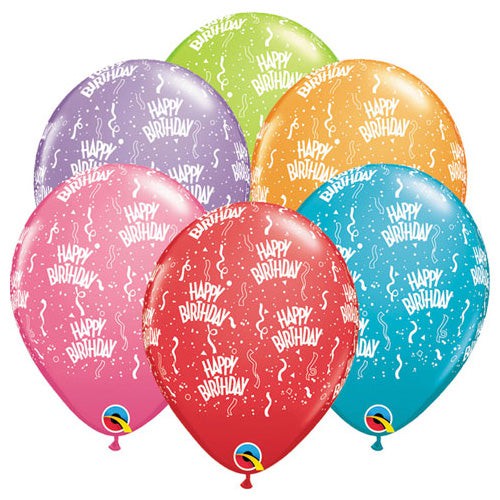 Qualatex 11 inch BIRTHDAY-A-ROUND Latex Balloons 49607-Q