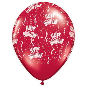 Qualatex 11 inch BIRTHDAY-A-ROUND - RUBY RED Latex Balloons 12347-Q