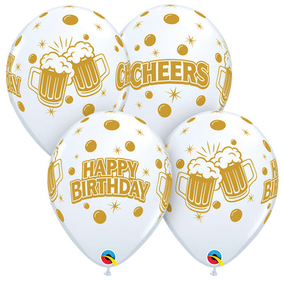 Qualatex 11 inch BIRTHDAY CHEERS BREW Latex Balloons