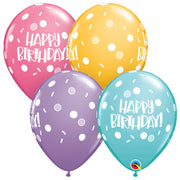 Qualatex 11 inch BIRTHDAY DOTS & SPRINKLES Latex Balloons