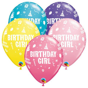 Qualatex 11 inch BIRTHDAY GIRL Latex Balloons 11910-Q