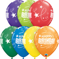 Qualatex 11 inch BIRTHDAY LOOPS & STARS Latex Balloons