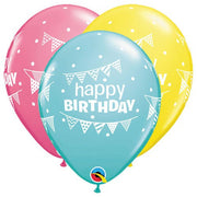 Qualatex 11 inch BIRTHDAY PENNANTS & DOTS Latex Balloons 49688-Q