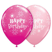 Qualatex 11 inch BIRTHDAY SPARKLE - PINK & WILD BERRY Latex Balloons 41409-Q