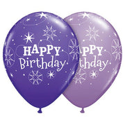 Qualatex 11 inch BIRTHDAY SPARKLE - PURPLE VIOLET & SPRING LILAC Latex Balloons 41410-Q
