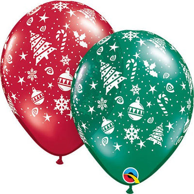 Qualatex 11 inch CHRISTMAS TRIMMINGS-A-ROUND Latex Balloons 40559-Q-6