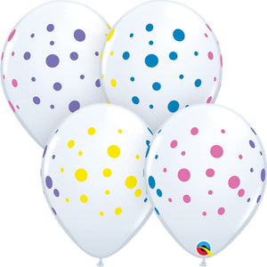 Qualatex 11 inch COLORFUL DOTS Latex Balloons