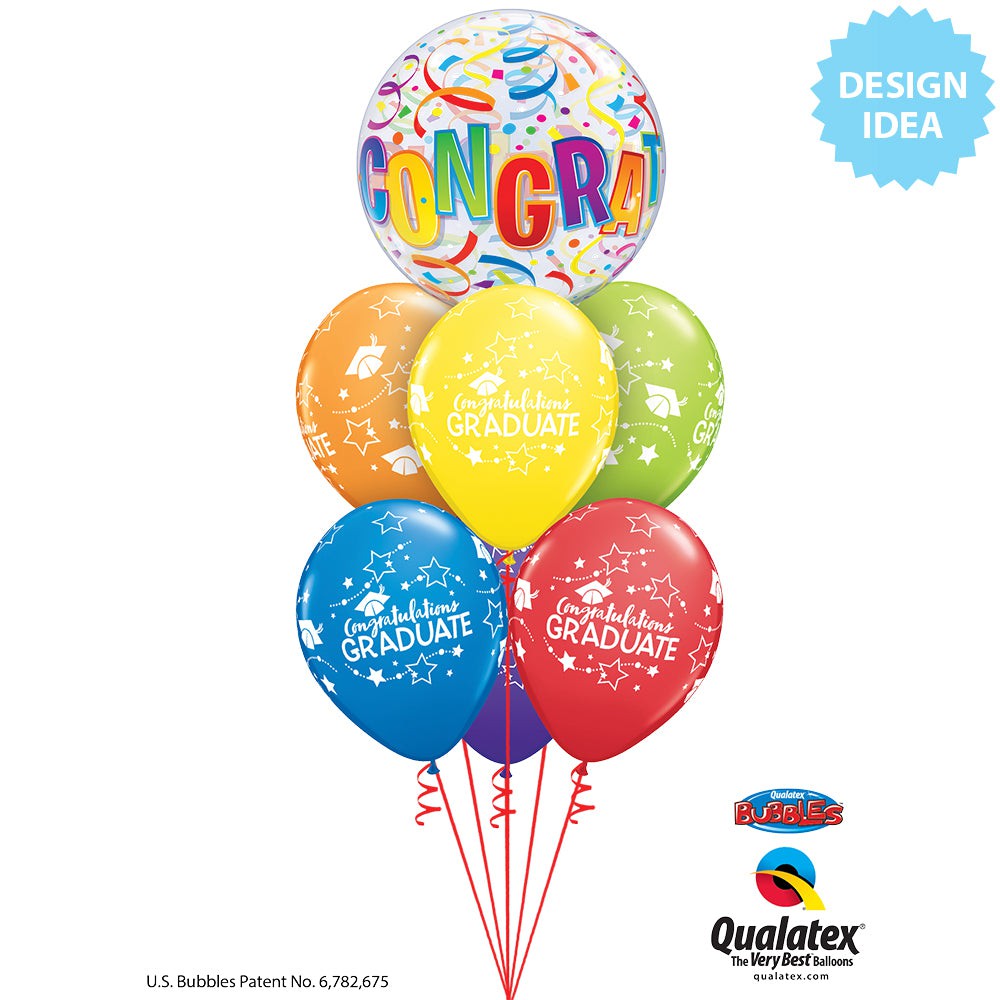 Qualatex 11 inch CONGRATULATIONS GRADUATE STARS Latex Balloons