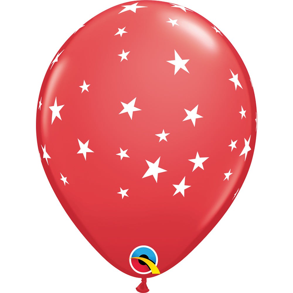 Qualatex 11 inch CONTEMPO STARS - RED Latex Balloons 14844-Q