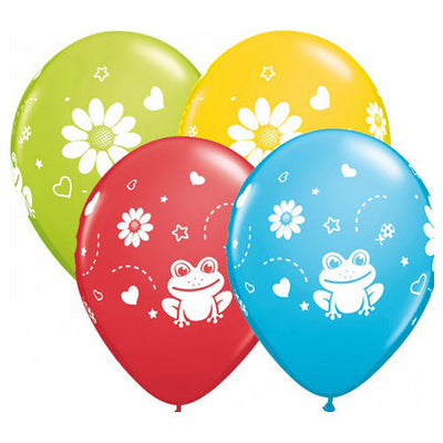 Qualatex 11 inch FROGS & DAISIES Latex Balloons