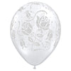 Qualatex 11 inch GLITTER ROSES-A-ROUND - DIAMOND CLEAR Latex Balloons