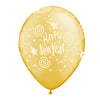 Qualatex 11 inch GOLD NEW YEAR'S SWIRLING STARS (6 PK) Latex Balloons 40568-Q-6