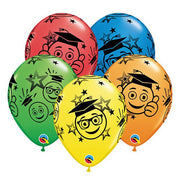 Qualatex 11 inch GRADUATION SMILEYS Latex Balloons 48105-Q-6
