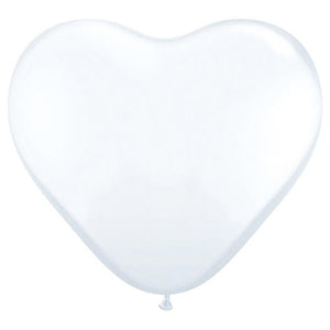 Qualatex 11 inch HEARTS - WHITE Latex Balloons
