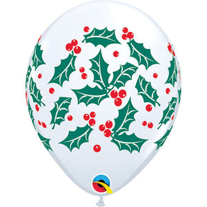 Qualatex 11 inch HOLLY & BERRIES Latex Balloons