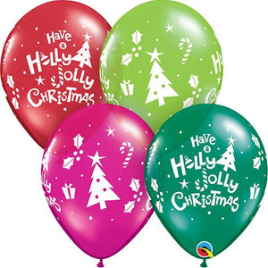 Qualatex 11 inch HOLLY JOLLY CHRISTMAS Latex Balloons