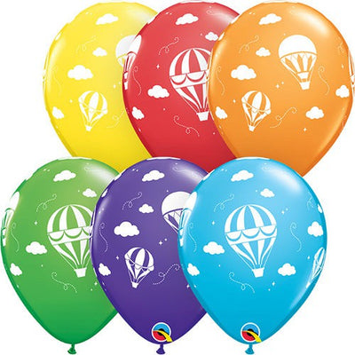 Qualatex 11 inch HOT AIR BALLOONS - BRIGHT RAINBOW ASSORTMENT Latex Balloons 85841-Q